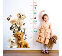 Grafico di crescita dell'altezza per bambini, cartoni animati animali cane altezza grafico parete adesivo misura righello, 33,4'' x 70,6'' rimovibile misura fai da te righello da parete per bambino