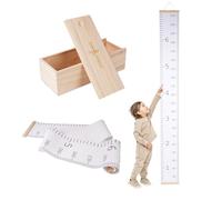 Grafico di crescita per bambini (22,9 x 203,2 cm) - Grafico di crescita del bambino in tela impermeabile - Tabella di crescita da parete con scatola di legno - Misuratore dell'altezza per bambini