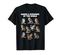 Grafico di Falchi E Astori del Mondo per Il Birdwatching Maglietta