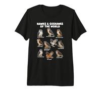 Grafico di Falchi E Astori del Mondo per Il Birdwatching Maglietta Premium