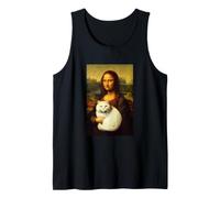 Grafico Divertente della Pittura di Arte della Parodia del Gatto della Monna Canotta