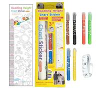 Grafico in altezza per muro, grafico altezza per bambini - Arredamento del sovrano di scarabocchi | Adesivo per pareti in crescita decorativa per la sala giochi in aula per bambini della scuola matern