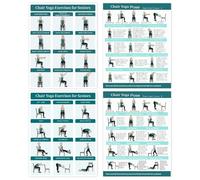 Grafico per Yoga con Sedia, 4 Pezzi, Poster per registrazioni di Check-in, illustrati per Allenamento per Anziani Principianti Fitness flessibilità Mobilità casa Palestra Ufficio Camera da