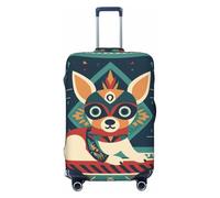 Grafico sfondo con azteco elastico viaggio bagagli copertura valigia Protector stampa valigia copertura bagagli antigraffio, Nero , L