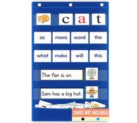Grafico tascabile per aula - 5 + 1 piccolo grafico tascabile blu per l'apprendimento delle parole, calendario da parete giornaliero con strisce di frasi, forniture per insegnanti per scuola materna e