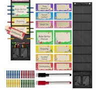 Grafico tascabile per aule, 49 pezzi, grafico a clip per comportamento educativo per aule fronte/retro, grafico tascabile, grafico comportamentale per aule, studenti, insegnanti