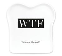 Grafik-Werkstatt Piatto per toast con scritta | porcellana | WTF, bianco, 14,5 x 15,5 cm