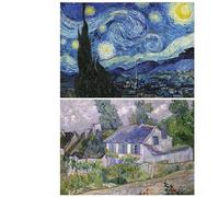 Grafika 2 puzzle - L'arte Van Goghs: Notte stellata, 1889 - Case a Auvers, 1890-500 pezzi