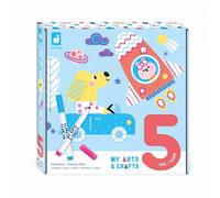 Janod - My Arts & Crafts - 5 Anni - Cofanetto Disegno Grafismi - 8 Illustrazioni + 2 Pennarelli Cancellabili - Kit Attività Creative Bambini - Abilità Fino-Motorie e Concentrazione - J07745
