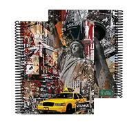 Grafoplás 16512646. Quaderno A5 Copertina rigida, Quadrato 5x5, Spirale, 5 Bande Colore, Collezione Grunge Cities, New York, Certificato FSC