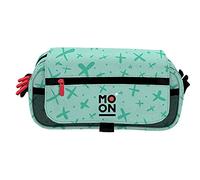 Grafoplás 37546426 Astuccio Scuola Tre Cerniere con Risvolto, Verde Mint, Collezione Moon, Dimensioni: 23 x 10 x 10 cm