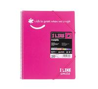 Grafoplás 39222054 Cartella Custodie trasparenti, A4, Fucsia, 20 Custodie, Polipropilene, I Like Smile