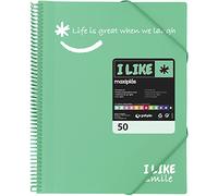 Grafoplás 39225026 Cartella Custodie Verde Mint, A4, 50 Custodie trasparenti, Polipropilene, I Like Smile