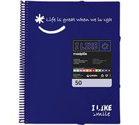 Grafoplás 39225030 Cartellina con custodie trasparenti, A4, blu, 50 custodie, polipropilene, I Like Smile