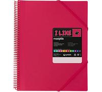 Grafoplás 39824254 Cartellina con buste a spirale, 40 buste trasparenti, colore rosa fucsia A4, copertina in polipropilene rigido opaco, Maxiplas Like