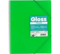 Grafoplás 39833520 Cartella Spirale con 30 buste, A4, Verde, Busta Interna, Chiusura con Elastici