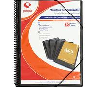 Grafoplás 39843010 Maxiplass - Cartella personalizzabile con spirale, 30 buste trasparenti, colore: nero, 30,5 x 24 x 14
