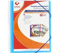 Grafoplás 39845030 Maxiplás - Cartella personalizzabile con spirale, 50 buste, Blu, 30,8 x 24 x 22