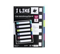 Grafoplás 41261300 - Set di divisori per raccoglitore, A4, colori vivaci, 6 posizioni, collezione Like