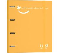 Grafoplás 88101355 Raccoglitore 4 anelli con ricambio, A4, andarina, cartone rivestito carta FSC, include separatori, Carpebook Like Smile