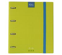 Grafoplás 88102120-carpeta di anelli A4 fustellate kuru con busta trasparente, 4 divisori e 100 fogli da 90 g, colore: verde, extra morbido al tatto