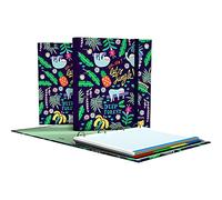 Grafoplás 88102635. Raccoglitore a 4 anelli, A4, ricambio fogli a quadretti 5 x 5, divisori, busta trasparente, dorso curvo, carpebook, collezione Elena Corredoira, Jungle