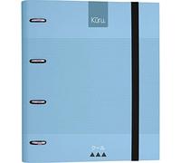Grafoplás 88103030 Raccoglitore 4 Anelli con Ricambio e Gomma, Copertina Rigida A4, Blu, Separatori e Ricambio 100 Fogli Griglia 5x5, Carpebook, Kuru