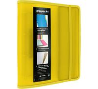 Grafoplás 88200060 Cartellina a 4 anelli, formato A4, giallo, in polipropilene, con aletta laterale, ricambio da 100 fogli, separatori e busta trasparente, multiline.