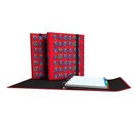 Grafoplás 88212632 - Cartella a 4 anelli con linguetta, A4, linguetta e chiusura con elastici, con ricambio e divisori, carpeplu Katuki Saguyaki, Bull