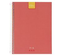 Grafoplás 88525453 Quaderno A5 con copertina rigida, 90 fogli a quadretti da 5 mm da 90 g, microperforati con 4 trapani, colore: rosa, collezione cancelleria Kuru
