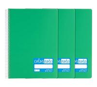 Grafoplás 98523220 - Confezione da 3 quaderni A4, rigatura 7 mm, 80 fogli, 90 g, colore: verde, copertina in polipropilene, serie ColorNote