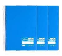 Grafoplás 98523230 - Set di 3 quaderni A4, rigatura 7 mm, 80 fogli, 90 g, blu, copertina in polipropilene, serie ColorNote