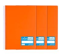 Grafoplás 98523252 - Confezione da 3 quaderni A4, rigatura 7 mm, 80 fogli, 90 g, colore: arancione, copertina in polipropilene, serie ColorNote