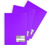 Grafoplás 98525635 - Confezione da 3 quaderni A4 a righe n. 46, 80 fogli, 90 g, colore viola, copertina in polipropilene, serie Colornote