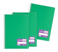Grafoplás 98527420 - Set di 3 quaderni con spirale, A4, Pauta 3,5 mm, copertina in polipropilene, colore verde, serie ColorNote