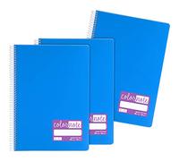 Grafoplás 98527430 - Confezione da 3 quaderni con spirale, A4, Pauta 3,5 mm, copertina in polipropilene, colore blu, serie ColorNote