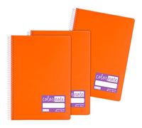 Grafoplás 98527452 - Confezione da 3 quaderni a spirale, formato A4, righe da 3,5 mm, copertina in polipropilene, colore: arancione, serie ColorNote
