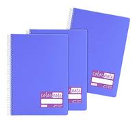 Grafoplás 98527464 - Confezione da 3 quaderni con spirale, A4, Pauta 3,5 mm, copertina in polipropilene, colore: Lavanda, serie ColorNote