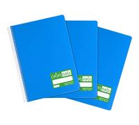 Grafoplás 98527530. Confezione da 3 quaderni a quadretti da 3 mm, A4, copertina in polipropilene, 80 fogli, 90 g, colore blu, serie ColorNote