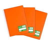 Grafoplás 98527552. Confezione da 3 quaderni a quadretti da 3 mm, A4, copertina in polipropilene, 80 fogli, 90 g, colore: arancione, serie ColorNote