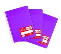 Grafoplás 98533335 - Confezione da 3 quaderni a spirale A5, a quadretti 4 mm, 80 fogli, 90 g, viola, copertina in polipropilene, serie ColorNote