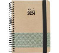 Grafoplas | Agenda 2024 Annuale A6 | 10,5 x 14,9 cm | Spagnolo | Vista settimanale | Modello Concept Blu | Serie Nature | Copertina rigida | Copertina Kraft e cartone riciclato 100% | Chiusura