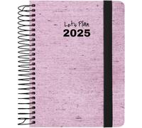 Grafoplas | Agenda 2025 Annuale Giorno Pagina a6 | Ecojeans Rosa | Spagnolo | Copertina rigida foderata tessuto Denim Fili riciclati | Chiusura elastica | Include adesivi | Da gennaio a dicembre | FSC
