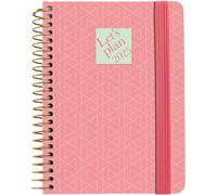 Grafoplas | Agenda 2025 Giorno Per Pagina a6 | Modello Geometric Corallo | Spagnolo | Copertina rigida foderata in tessuto | Chiusura elastica | Include adesivi icone e messaggi | Annuale da gennaio a