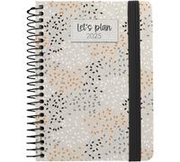 Grafoplas | Agenda 2025 Settimana Vista a6 | Modello Design Ivy | Spagnolo | Spirale | Copertina rigida foderata in tessuto | Chiusura elastica | Da gennaio a dicembre | Include adesivi | Certificato