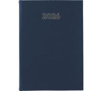 Grafoplas Agenda 2026 giorno per pagina Zurigo, 24 x 16,5 cm, blu marino, spagnolo, copertina imbottita in vinile, certificato FSC, carta scavata 70 g, include punto di lettura, pianificazione e