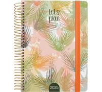 Grafoplas | Agenda annuale 2025 a6 | design ambra | spagnolo | copertina rigida foderata tessuto | chiusura elastica | include adesivi icone e messaggi | annuale da gennaio a dicembre | certificato