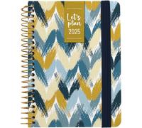 Grafoplas | Agenda annuale 2025 a6 | Design Trixie | Spagnolo | Copertina rigida foderata in tessuto | Chiusura elastica | Include adesivi icone e messaggi | Annuale da gennaio a dicembre |