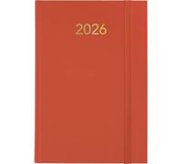 Grafoplas - Agenda annuale 2026 Dia Pagina Firenze, Arancione, 14,5 x 21 cm, Coperture Imbottite Vinile, Gomma di Chiusura Verticale, Punto di Lettura, Annuale, Perfetta per Organizzazione in Ufficio