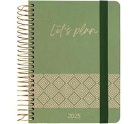 Grafoplas | Agenda settimanale vista 2025 a6 | Nature Concept verde | spagnolo | spirale | copertina rigida carta kraft e cartone riciclato | chiusura elastica | da gennaio a dicembre | include